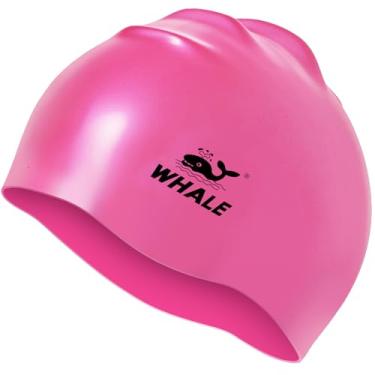 Imagem de Touca de natação de silicone - impermeável antiderrapante de alta elasticidade - mantém o cabelo seco, perfeita para homens e mulheres, touca de natação grande (rosa)