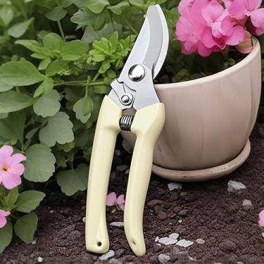 Imagem de Tesouras de jardim de cabeça curvada, ferramenta de poda de aço inoxidável, portátil afiada para flores, árvores frutíferas, plantas, presente de jardinagem para mulheres e homens