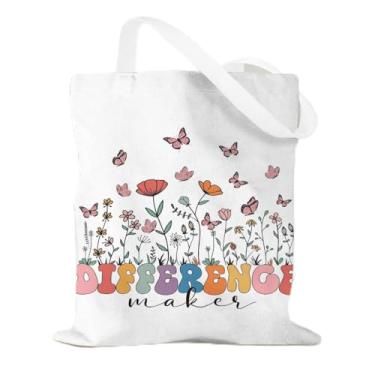 Imagem de Bolsa de praia com definição de criador de diferenças, presentes para suas mães, professores, colegas, sacolas de compras reutilizáveis para piquenique e acampamento, Lcs multicolorido 00387, 13.8x