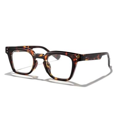 Imagem de Óculos de sol quadrados vintage para homens e mulheres premium retrô moderno clássico para dirigir, viajar, negócios, estilo casual, Armação leopardo/lente anti-luz azul, Lens Width: 46 Millimeters