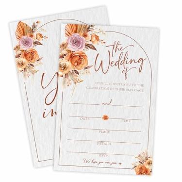 Imagem de Convites de casamento, 15 peças, arco dos pampas e convites florais boho e envelopes para o Sr. e a Sra, Celebração do chá de casamento, recém-casados, lembrancinhas e suprimentos - A107