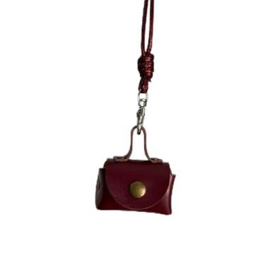 Imagem de Colar de moedas de pescoço pendurado pingente suéter longo corrente mini e compacto feminino colar (vinho vermelho), Large, Couro, Sem Pedra Preciosa