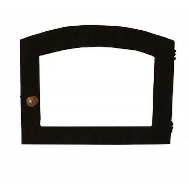 Imagem de Porta Forno Ferro Fundido Vidro Batoque Madeira 42x40cm