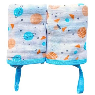 Imagem de Toalhinhas de Boca Soft para Bebê com Prendedor de Chupeta Maternidade Enxoval (Foguete)