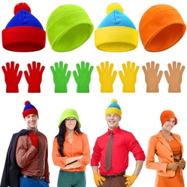 Imagem de Chicingyou Conjunto de 8 peças de gorro de tricô, luvas, personagem de Halloween, cosplay, chapéu, fantasia de Dia das Bruxas