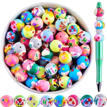 Imagem de Contas pintadas à mão para canetas, 16 mm, 20 peças, pintura à mão, pura, contas de desenho animado, creme, fofo, acrílico, fantasia, contas, faça você mesmo, para chaveiro, telefone, corrente,