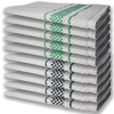 Imagem de 10 Panos De Prato Atoalhado Felpudo 5 Verde 5 Preto