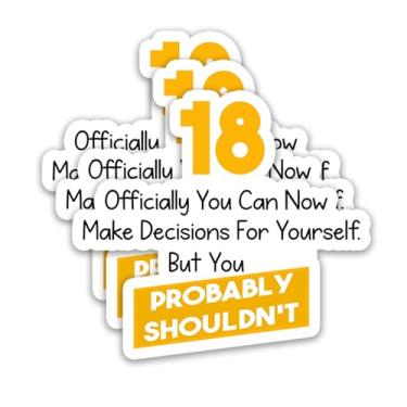 Imagem de (3 peças) Adesivos engraçados de aniversário de 18 anos – 18 Oficialmente You Can Now Make Decisions for Yourself - Decalques de vinil à prova d'água It's My 18th Birthday para garrafas de água