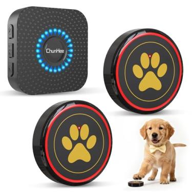 Imagem de ChunHee Campainha de porta de cachorro para treinamento de penico – Campainha de cachorro sem fio para sair, superfície de toque de 4 cm, fácil para cachorros e cães adultos, IP55 à prova d'água