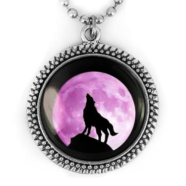 Imagem de Colar com pingente de lobo - Uivando para a lua, animal espiritual, joia feita à mão - 23-RN, Large, Metal, Sem Pedra Preciosa