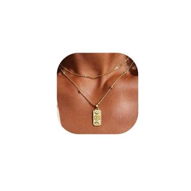 Imagem de Vavily Colar em camadas delicado para mulheres, moderno, banhado a ouro 14K, olho turco, zircônia cúbica, pingente de moeda, conjunto de colares com corrente de contas, gargantilha ajustável