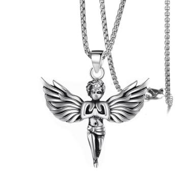 Imagem de Colar masculino com pingente de cabeça de cobra retrô de aço inoxidável, corrente de cruz gótica, estilo punk rock, acessório de presente para namorado ou amigo, 60cm, Aço inoxidável, Sem Pedra