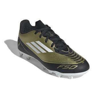 Imagem de adidas Tênis infantil unissex F50 Club Messi Flexible Ground, Dourado metálico/branco/preto, 22