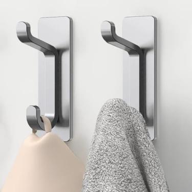 Imagem de 1 gancho de parede para casaco e toalha, ganchos de parede autoadesivos para pendurar, 5,9 kg, gancho para casaco, toalha em banheiros, chuveiro, cozinha