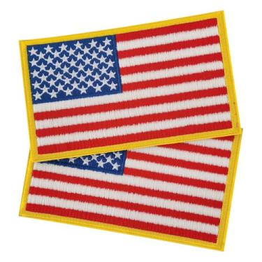 Imagem de CXWLJL 2 peças de emblema da bandeira americana de 12 x 7 cm, remendo tático militar para chapéus, bolsas, mochilas, coletes táticos - dourado