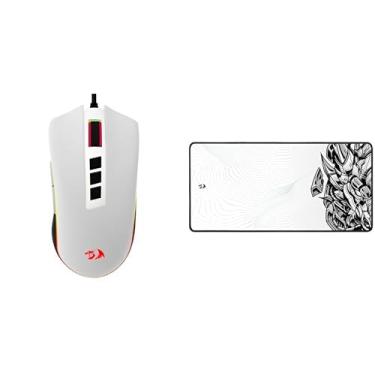 Imagem de Mouse Gamer Redragon Cobra V2 Special Edition Cypher Branco e Preto RGB M711A-RGB + Mousepad Gamer Redragon Flick XL Special Edition Cypher Branco e Preto 400x900mm P032A