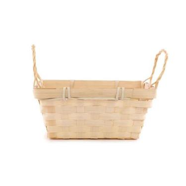 Imagem de Cesta Decorativa de Bambu Retangular com alça - 18cm - 1 unidade - Cro