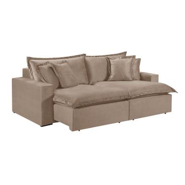 Imagem de Sofá 3 Lugares Retrátil Encosto Fixo M-145 Veludo Martins Bege