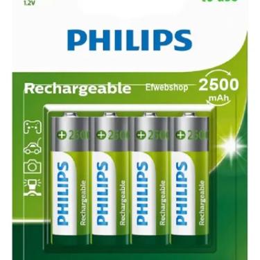 Imagem de Pilha Recarregável AA Philips, 4 Unidades, 2500mAh, 1.2V