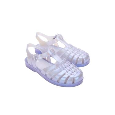 Imagem de Melissa Sandália feminina Possession Jelly – o sapato original Jelly, sandália de pescador com alça ajustável e fivela lateral, Azul perolado, 36