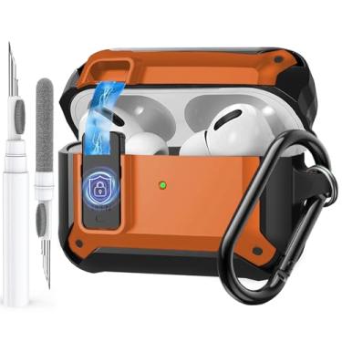 Imagem de Olytop Capa para Airpods Pro 3 com trava magnética automática, capa robusta para Apple Airpods Pro 3ª geração 2025, capa protetora à prova de choque para iPod Pro3 Gen com mosquetão e kit de limpeza