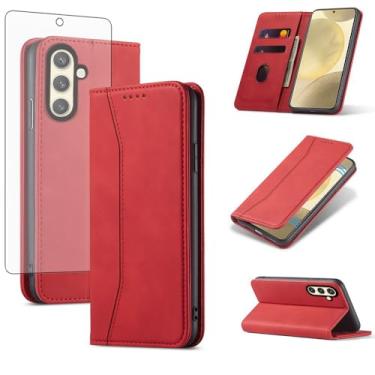 Imagem de Capa carteira flip para celular Samsung Galaxy S24 Plus/S25 Plus S24+ S25+ 5G com protetor de tela fecho magnético, capa fólio com suporte para cartão de crédito S24Plus 24S + S 24 24+ S25Plus 25S 25+