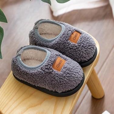Imagem de Pantufas infantis para meninos e meninas, sapatos para casa, sem cadarço, sapatos leves para caminhada ao ar livre, Cinza, 8.5-9.5 Toddler