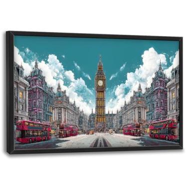 Imagem de Arte de parede grande para sala de estar Londres Big Ben Canvas Wall Decor England Cityscape Pictures impressões grandes obras de arte emolduradas decorações modernas para escritório quarto banheiro