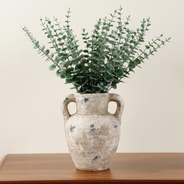 Imagem de Vaso de cerâmica rústico para decoração de casa, vasos de flores decorativos de terracota grandes para grama dos pampas, flores, sala de estar, cozinha, mesa de mesa, prateleira, 21 cm de altura