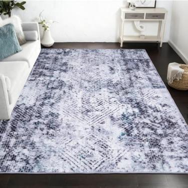 Imagem de Tapetes de área para sala de estar, tapetes laváveis para quartos, tapetes de pátio internos e externos, tapetes de entrada abstratos de caxemira sintética, tapetes robustos grandes e finos para sala