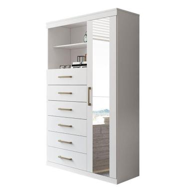 Imagem de Multi-cômoda Marabá 1.6 1 Porta E 6 Gavetas Branco Com Espelho - Santos Andirá Branco