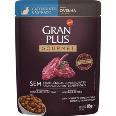 Imagem de Ração Úmida Gourmet Sabor Ovelha para Gatos Castrados Granplus 85G
