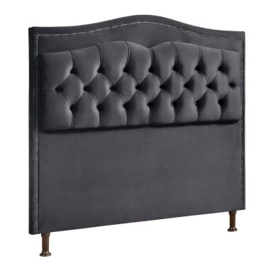 Imagem de Cabeceira Estofada Holanda 0,90 Solteiro 2.0 Veludo Speciale Home Cinza Chumbo