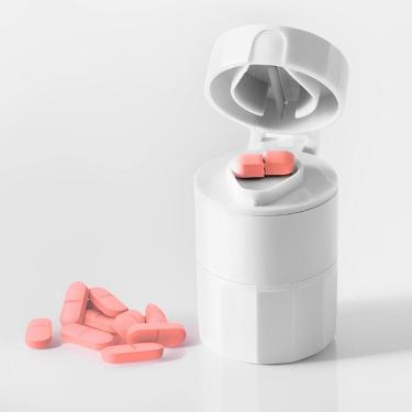 Imagem de Porta Comprimidos Remédio Cortador e Macerador 3em1 Completo