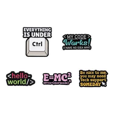 Imagem de Conjunto de broches, blusa de liga esmaltada estilo geek, 5 peças