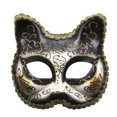 Imagem de Máscara facial de PVC para cosplay, gato preto e dourado