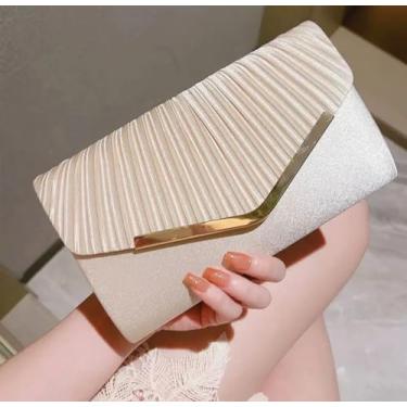 Imagem de Bolsa clutch noturna com strass para senhora, bolsa feminina de cristal, brilhante, para festa de casamento, bege