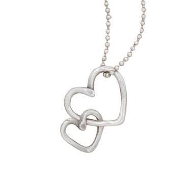 Imagem de LISA LEONARD DESIGNS Colar de corações conectados (presente de estanho para o dia das mães, joias de corações interligados, mãe, filha, pingente de dois corações