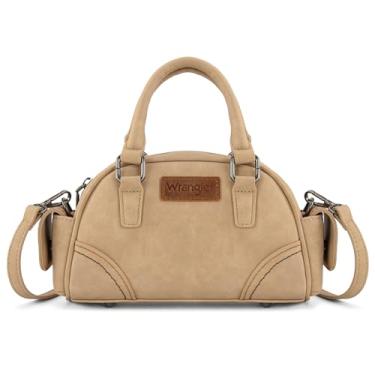 Imagem de Bolsa tiracolo feminina Wrangler pequena Boston Barrel Bag Mini Top Handle com alça transversal, Bronzeado com bolso, Bolsa estilo barril retrô