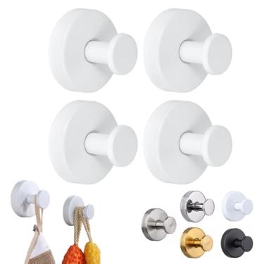 Imagem de jwflck Ganchos de sucção – Ganchos de ventosa de chuveiro, sem perfuração, à prova d'água e à prova de ferrugem para banheiro, porta de vidro, espelho, cozinha – comporta até 6,8 kg (branco, 4 peças)