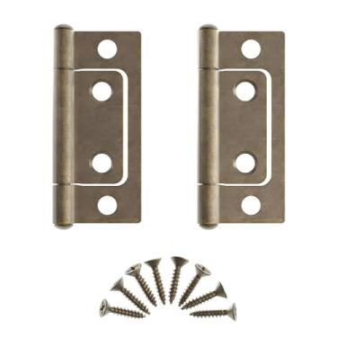 Imagem de Dobradiças antigas de latão não encaixado - 5 cm x 11/40.6 cm - Pacote com 16 - Dobradiças de porta de armário - Ferragens de móveis - NH1-SAB (8)