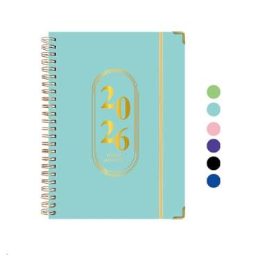 Imagem de Caderno, calendário e calendário semanal, adequado para trabalho e agenda de tarefas diárias, escritório, trabalho, plano de exercícios 2025-2026 (azul)