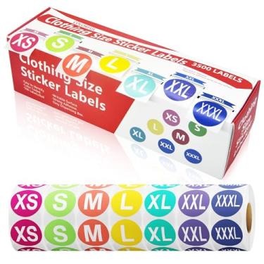 Imagem de 3.500 peças tamanho etiquetas suporte dispensador caixa organizador de adesivos dispensador de rolo suporte de papel tamanho camiseta etiquetas para roupas ou camisetas varejo 7 tamanhos (PP P M G GG