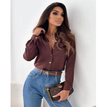 Imagem de Blusa Feminina Elegante Chiffon - Decote V, Manga Comprida, Modelo Sol