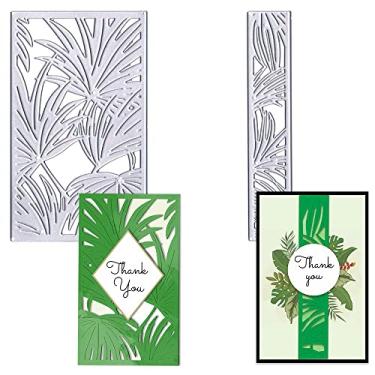 Imagem de 2 peças de moldes de fundo de palmeira de coco para fazer cartões, matriz de corte de folhas tropicais de verão para scrapbook, artesanato, decoração, álbum de fotos faça você mesmo, couro, metal