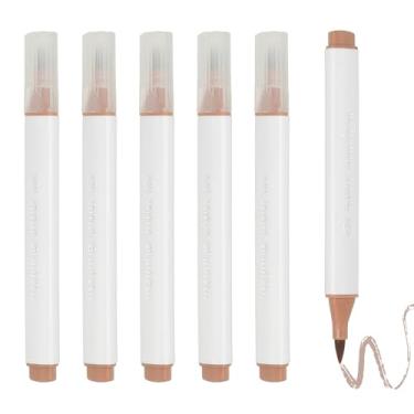 Imagem de PATIKIL Caneta de aquarela de arte, 6 peças, caneta de aquarela triangular de ponta macia para escritório, artesanato, álbuns, escrita, diário, desenho, caligrafia, marrom claro