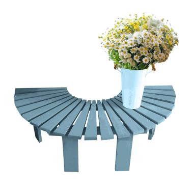 Imagem de Banco de jardim semicircular de madeira, envoltório de banco de árvore, banco ao ar livre, banco de pátio para parque, quintal, pátio, deck gramado (azul)