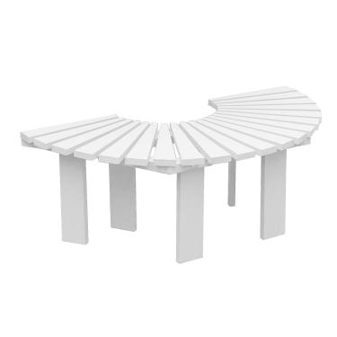 Imagem de TRGCJGH Bancos de jardim semicirculares, banco externo de madeira maciça, banco de jardim de árvore, banco de parque para pátio, jardim, deck e quintal (branco)