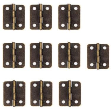 Imagem de Dobradiças de metal dobradiças de porta retrô dobradiça com parafusos dobradiças para móveis ferramentas de artesanato DIY (Bronze-30 x 26 mm)