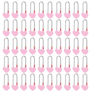 Imagem de Gradleen Cadeado de coração único Keyless Love Lock, 50 peças, rosa, 3,5 polegadas, 50 mm, cadeado de amor para ponte Lovelock, árvore dos desejos (sem chave)